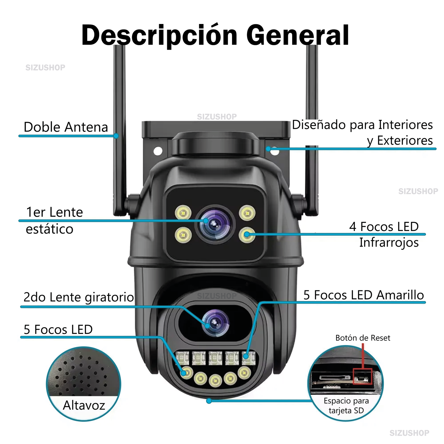 Cámara de seguridad Doble Lente